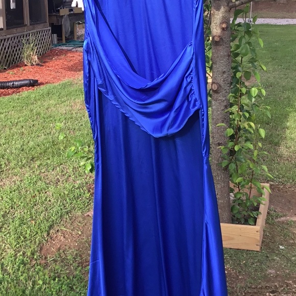 Xpluswear Plus Royal Blue Deep V Neck Maxi Dress - Picture 7 of 13